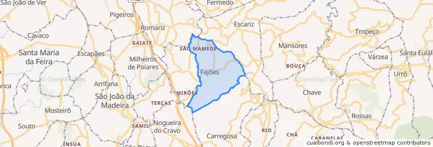 Mapa de ubicacion de Fajões.