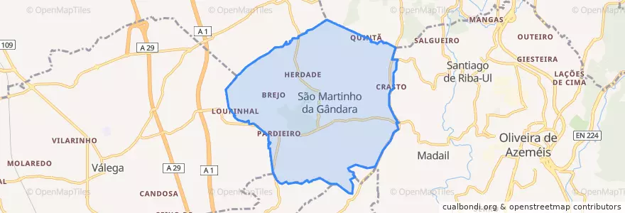 Mapa de ubicacion de São Martinho da Gândara.
