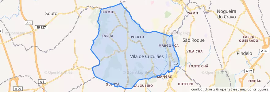 Mapa de ubicacion de Vila de Cucujães.