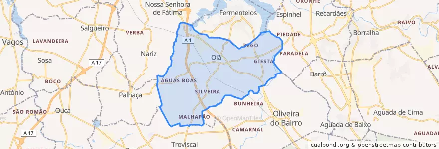 Mapa de ubicacion de Oiã.
