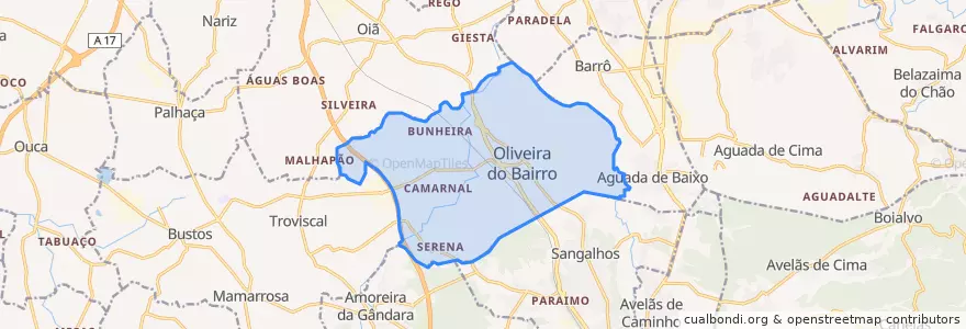 Mapa de ubicacion de Oliveira do Bairro.