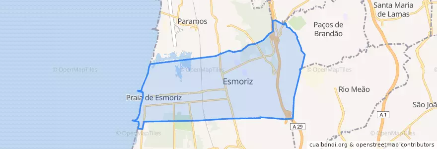 Mapa de ubicacion de Esmoriz.