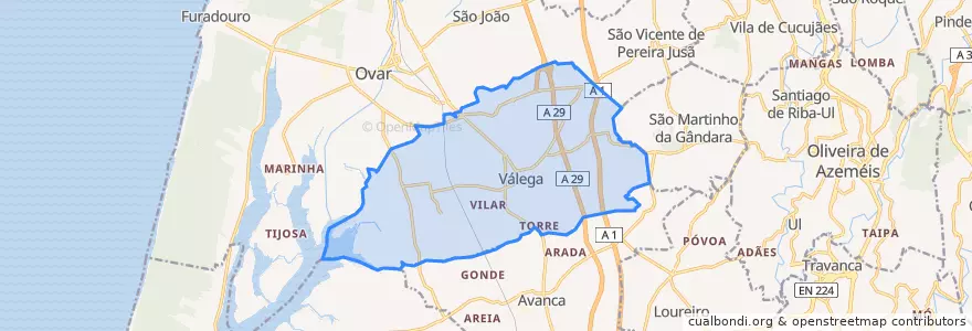 Mapa de ubicacion de Válega.