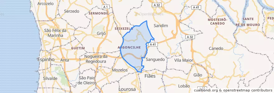 Mapa de ubicacion de Argoncilhe.