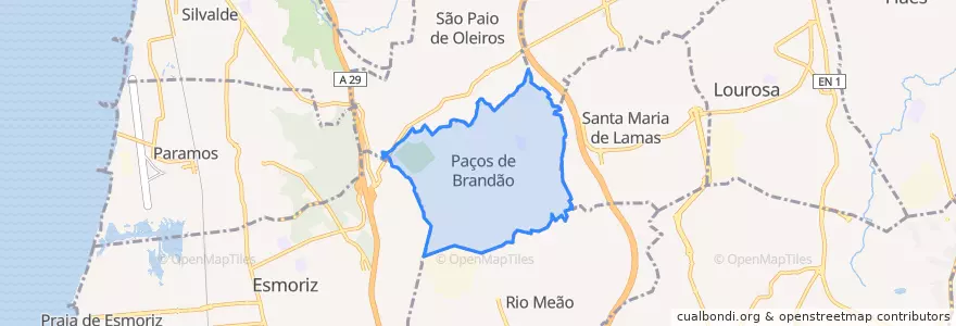 Mapa de ubicacion de Paços de Brandão.