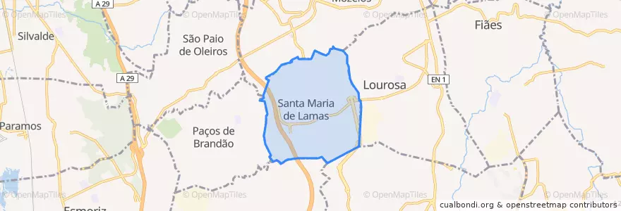Mapa de ubicacion de Santa Maria de Lamas.