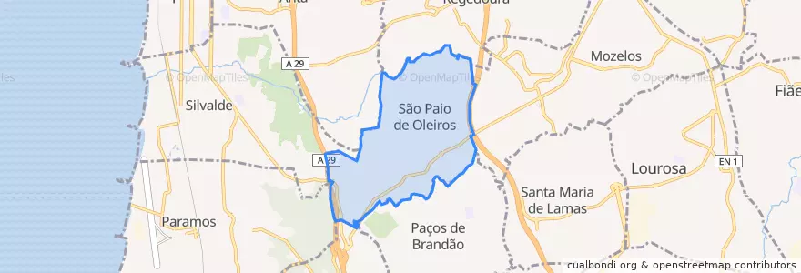 Mapa de ubicacion de São Paio de Oleiros.