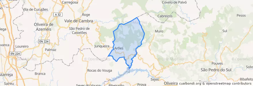 Mapa de ubicacion de Arões.