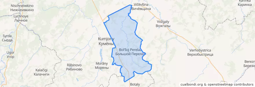 Mapa de ubicacion de Большеперелазское сельское поселение.