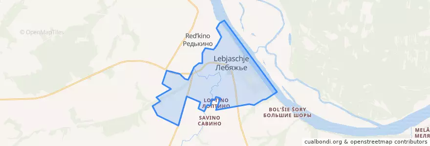 Mapa de ubicacion de Лебяжское городское поселение.