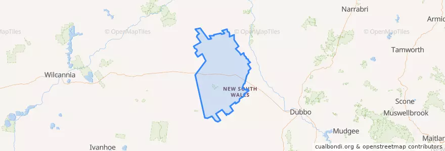 Mapa de ubicacion de Bogan Shire Council.