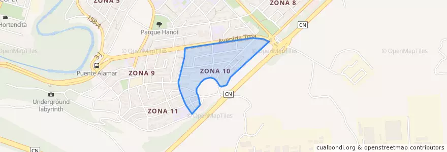 Mapa de ubicacion de Zona 10.