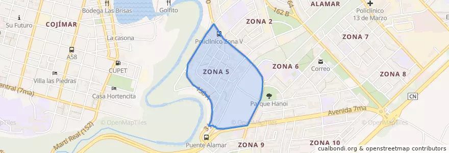 Mapa de ubicacion de Zona 5.