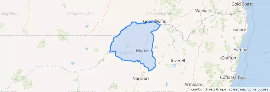 Mapa de ubicacion de Moree Plains Shire Council.