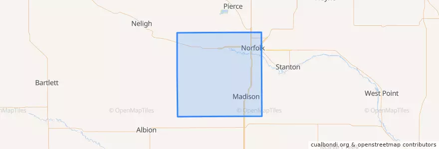 Mapa de ubicacion de Madison County.