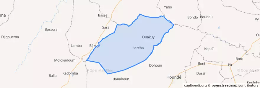 Mapa de ubicacion de Béréba.