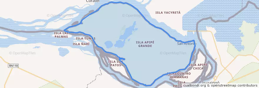 Mapa de ubicacion de Isla Apipé Grande.