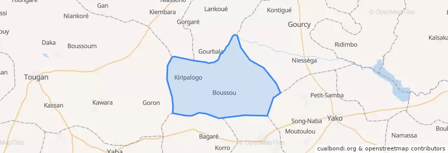 Mapa de ubicacion de Boussou.