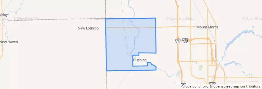 Mapa de ubicacion de Flushing Township.