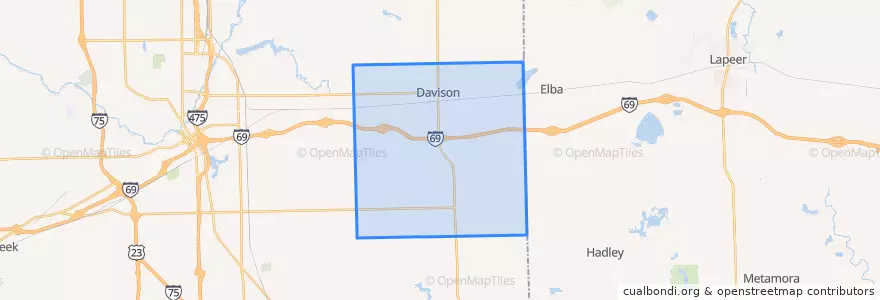 Mapa de ubicacion de Davison Township.