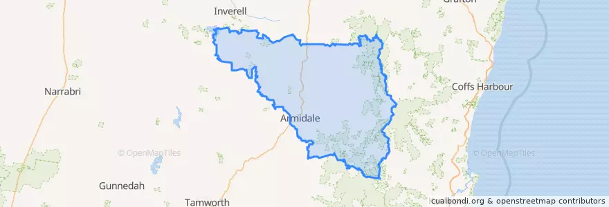 Mapa de ubicacion de Armidale Regional Council.