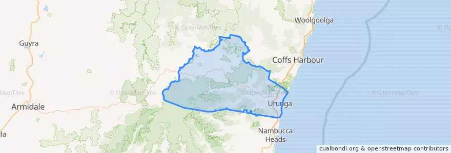 Mapa de ubicacion de Bellingen Shire Council.