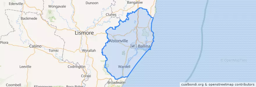 Mapa de ubicacion de Ballina Shire Council.