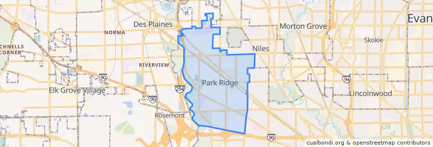 Mapa de ubicacion de Park Ridge.