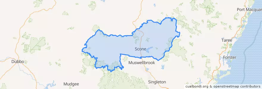 Mapa de ubicacion de Upper Hunter Shire Council.