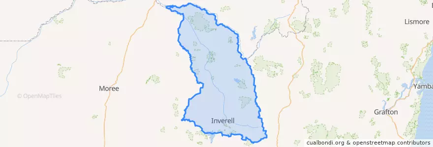 Mapa de ubicacion de Inverell Shire Council.
