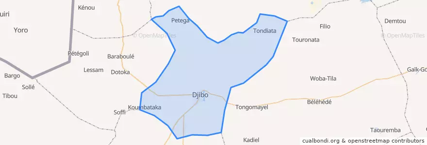Mapa de ubicacion de Djibo.