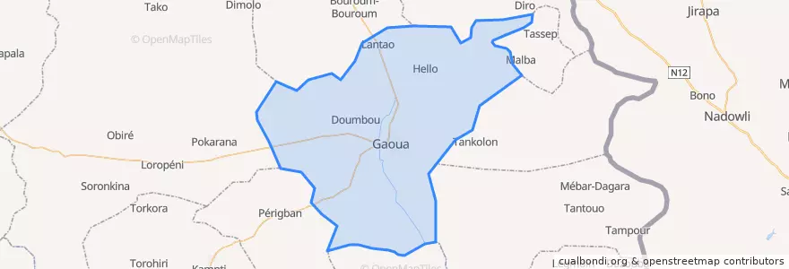 Mapa de ubicacion de Gaoua.