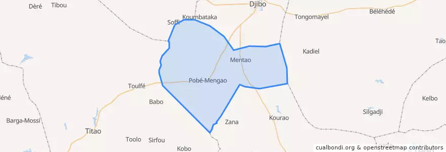 Mapa de ubicacion de Pobé-Mengao.