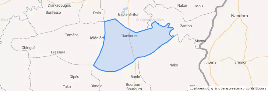 Mapa de ubicacion de Tiankoura.