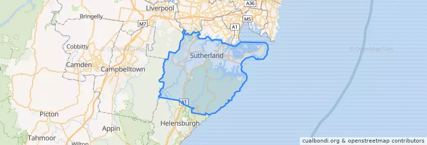 Mapa de ubicacion de Sutherland Shire Council.