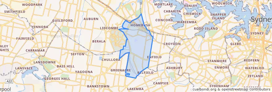 Mapa de ubicacion de Strathfield Municipal Council.