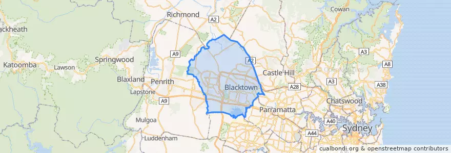 Mapa de ubicacion de Blacktown City Council.