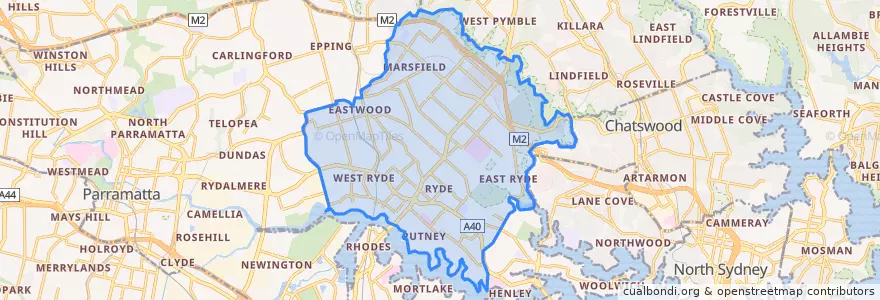 Mapa de ubicacion de Council of the City of Ryde.