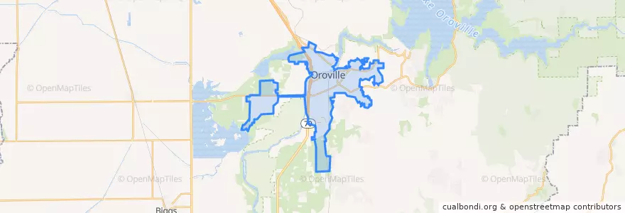 Mapa de ubicacion de Oroville.