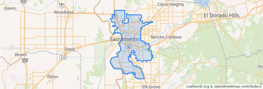Mapa de ubicacion de Sacramento.