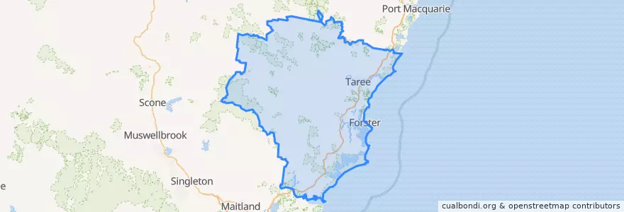 Mapa de ubicacion de Mid-Coast Council.