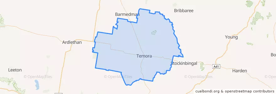 Mapa de ubicacion de Temora Shire Council.