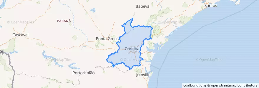 Mapa de ubicacion de Região Metropolitana de Curitiba.