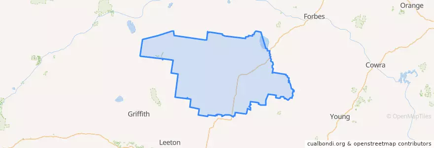 Mapa de ubicacion de Bland Shire Council.