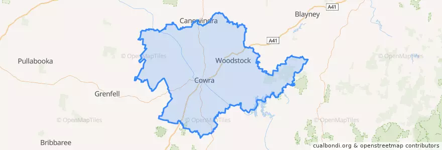 Mapa de ubicacion de Cowra Shire Council.