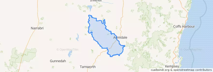 Mapa de ubicacion de Uralla Shire Council.