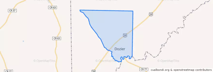 Mapa de ubicacion de Dozier.