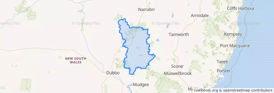 Mapa de ubicacion de Warrumbungle Shire Council.