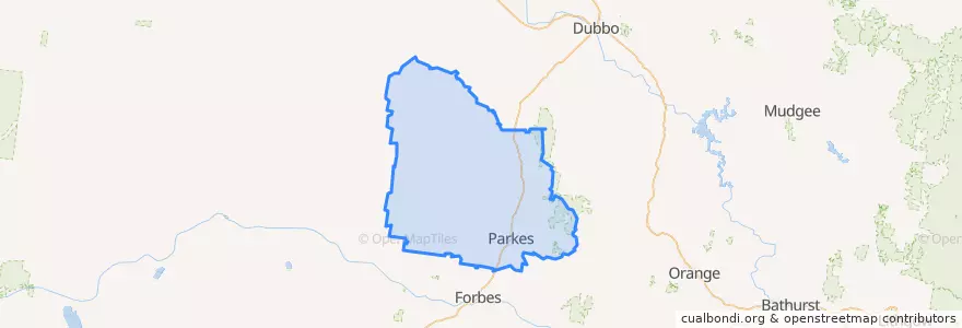 Mapa de ubicacion de Parkes Shire Council.