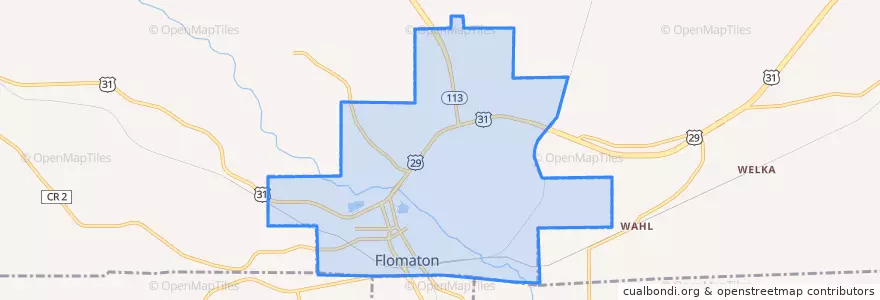 Mapa de ubicacion de Flomaton.